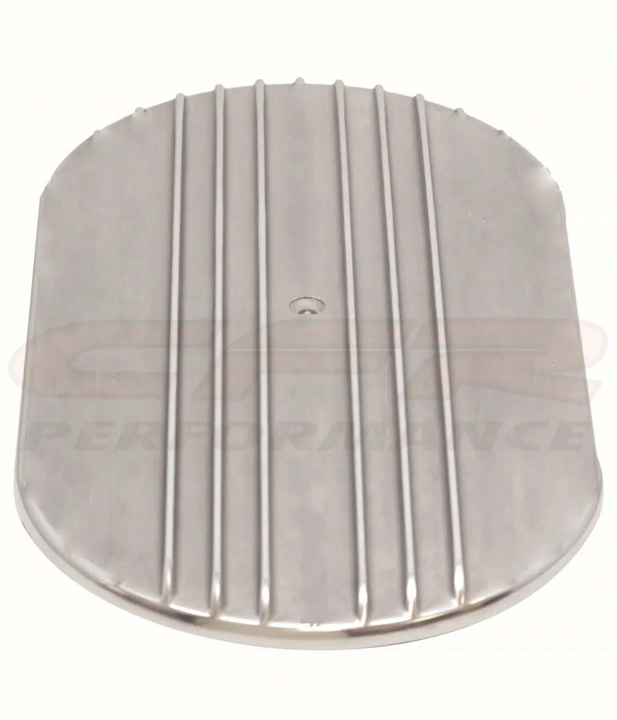 Aluminum 12" Oval Air Cleaner Top Partial Finned  - Polished 1