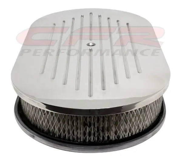 Chevy-Ford-Mopar 15" Oval Polished Aluminum Air Cleaner - Ball Milled 1