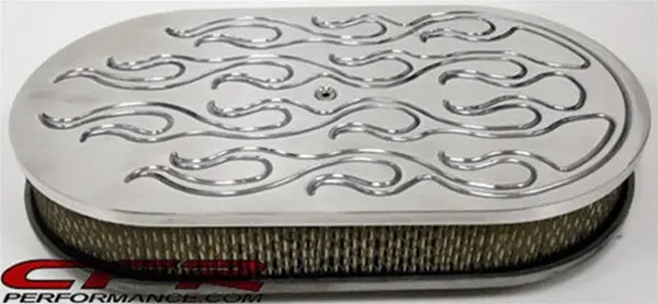 Chevy-Ford-Mopar 15" Oval Polished Aluminum Air Cleaner - Flamed 1