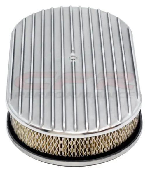 Chevy-Ford-Mopar 15" Oval Polished Aluminum Air Cleaner - Full Finned 1