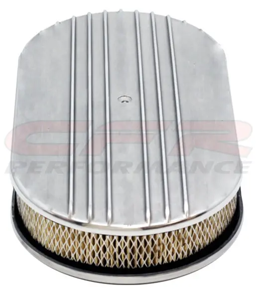 Chevy-Ford-Mopar 15" Oval Polished Aluminum Air Cleaner - Partial Finned 1