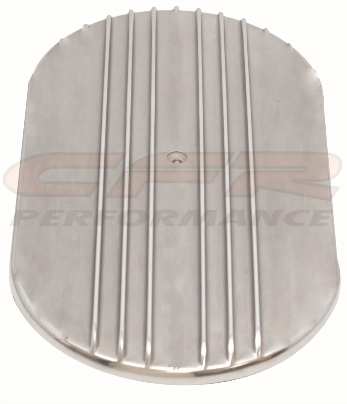 Aluminum 15" Oval Air Cleaner Top Partial Finned - Polished 1