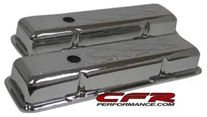 Cfr Performance Compatible/Replacement Aluminum Chevy Sb 283–350 Short Valve Covers With Flamed - Chrome 1