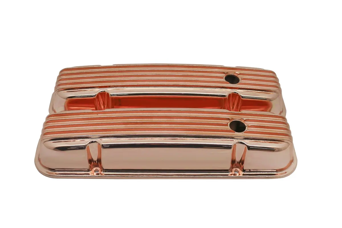 Pontiac 326-455 Aluminum Valve Covers - Finned - Copper 1