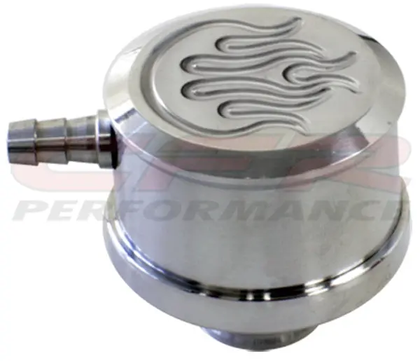 Chevy-Ford-Mopar Chrome Billet Aluminum Breather W- Pcv - Flamed 1