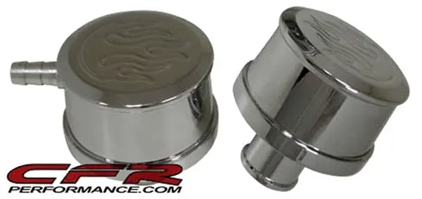Chevy-Ford-Mopar Chrome Billet Aluminum Breather Set W- Pcv - Flamed 1