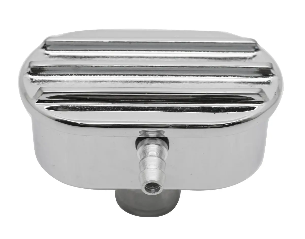Chevy-Ford-Mopar Chrome Billet Aluminum Breather W- Tube - Finned 1