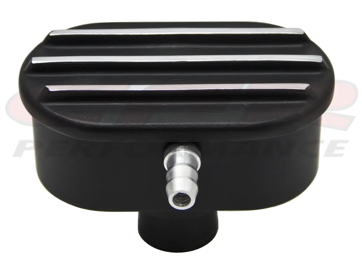 Chevy-Ford-Mopar Aluminum Breather Pcv Valve  Polished Finned - Black 1