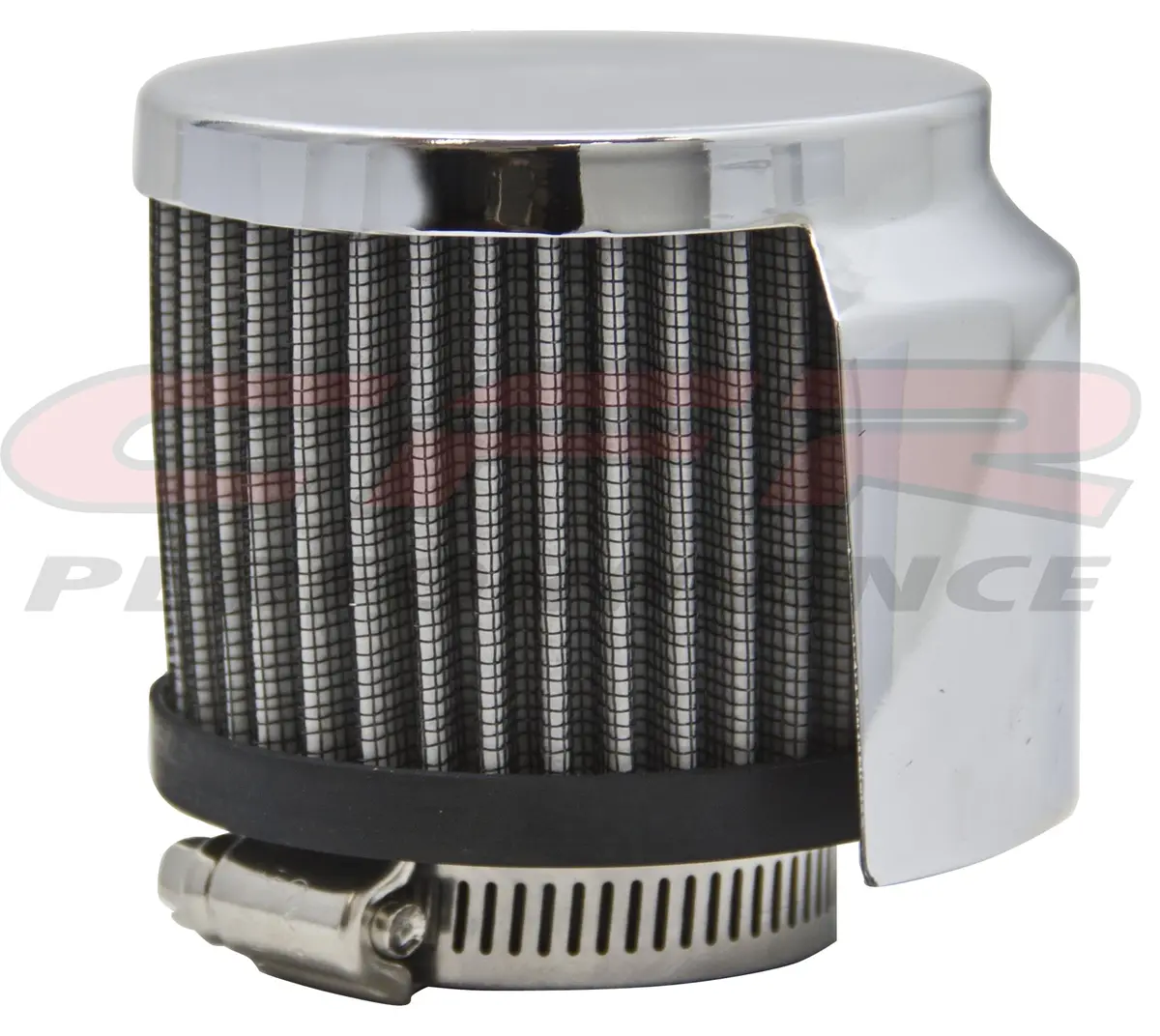 Steel Cotton Filter Breather Clamp On For 1 1-2" Tubes W-Shield - Chrome 1