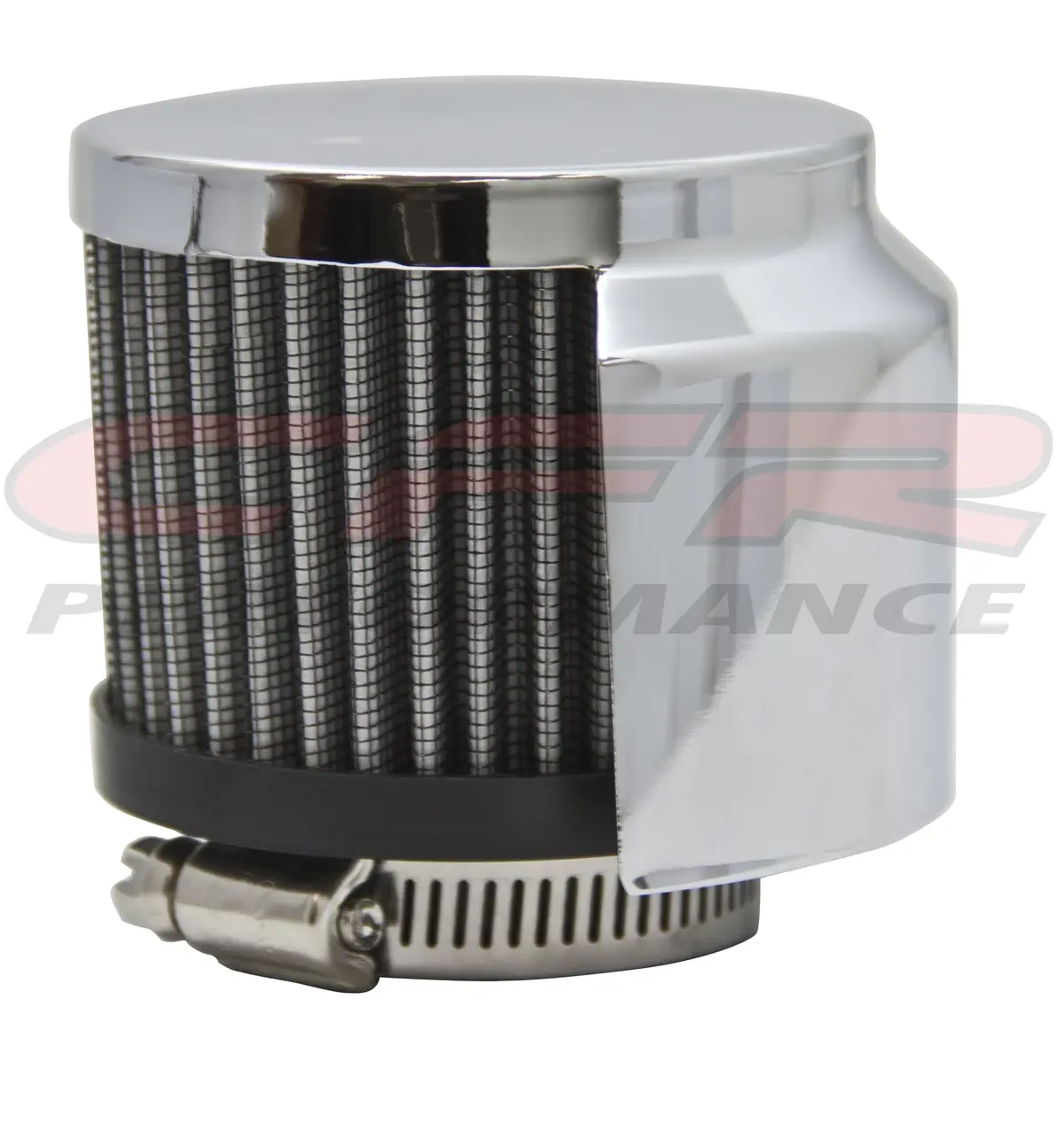 Steel Cotton Filter Breather Clamp On For 1 3/8" Tubes W/Shield - Chrome 1