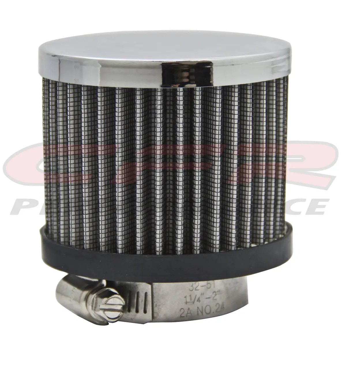 Steel Cotton Filter Breather – Clamp-On For 1-3/8" Tubes, Chrome Finish | High-Flow Valve Cover Breather Filter 1