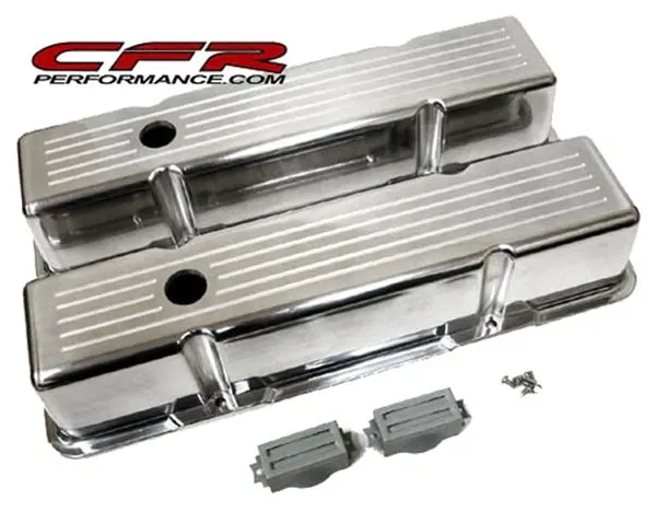 1958-86 Chevy Small Block 283-305-327-350-400 Tall Polished Aluminum Valve Covers - Ball Milled 1
