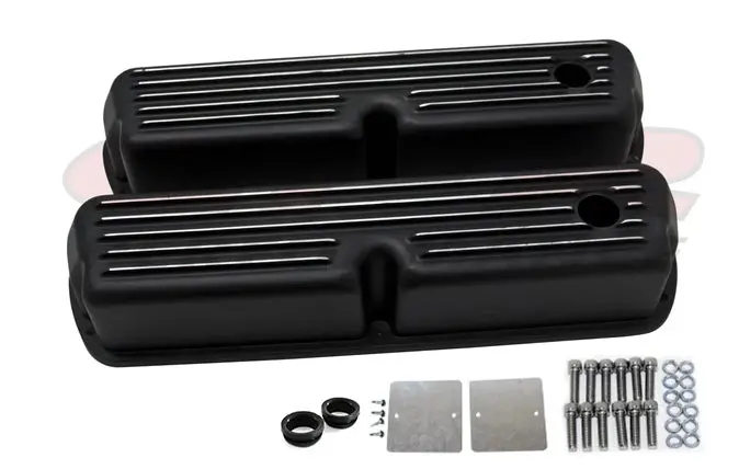 Aluminum Ford Small Block 289-302-351W-5.0L Tall Full Finned Valve Covers – Black Finish 1