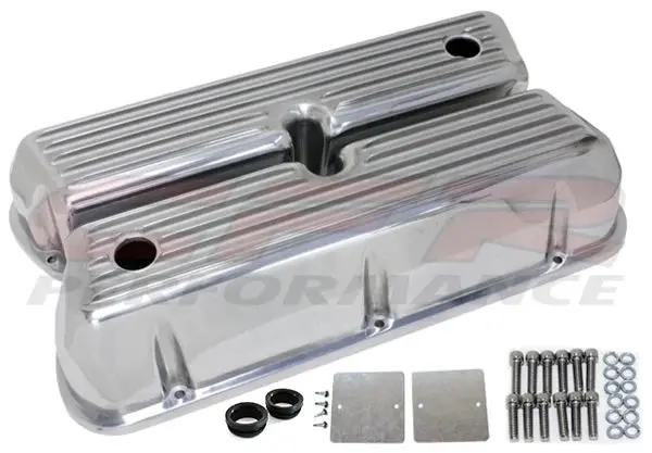 Aluminum Ford Small Block 289-302-351W-5.0L Tall Full Finned Valve Covers – Polished Finish 1