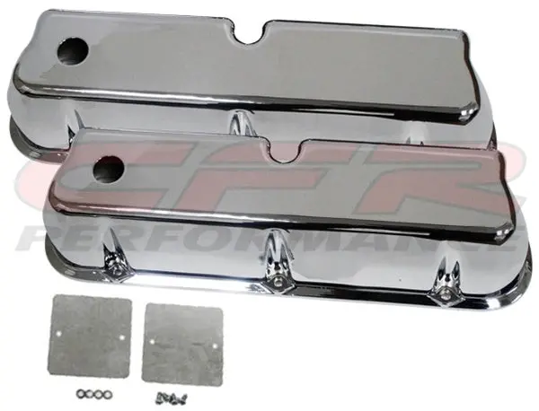 1962-85 Ford Small Block 289-302-351W-5.0L Tall Chrome Aluminum Valve Covers - Smooth 1