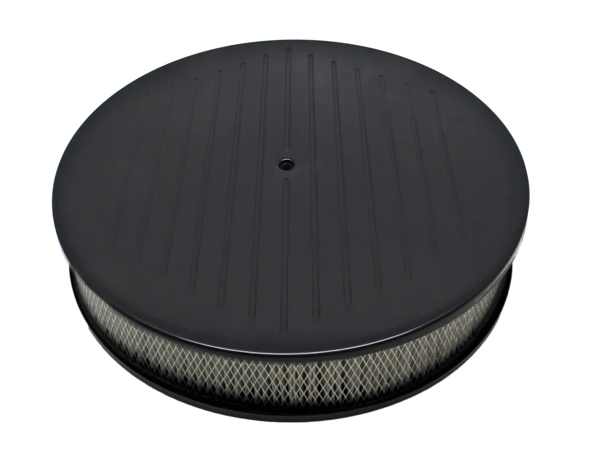 Chevy-Ford-Mopar 14" Round Aluminum Air Cleaner - Ball Milled - Black 1
