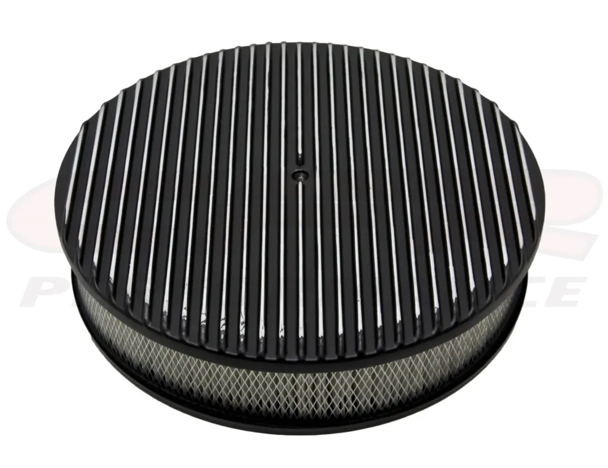 Aluminum 14" Round Air Cleaner Kit Paper Filter Retro Finned - Black 1