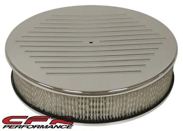 Chevy-Ford-Mopar 14" Round Aluminum Air Cleaner - Ball Milled -  Chrome 1