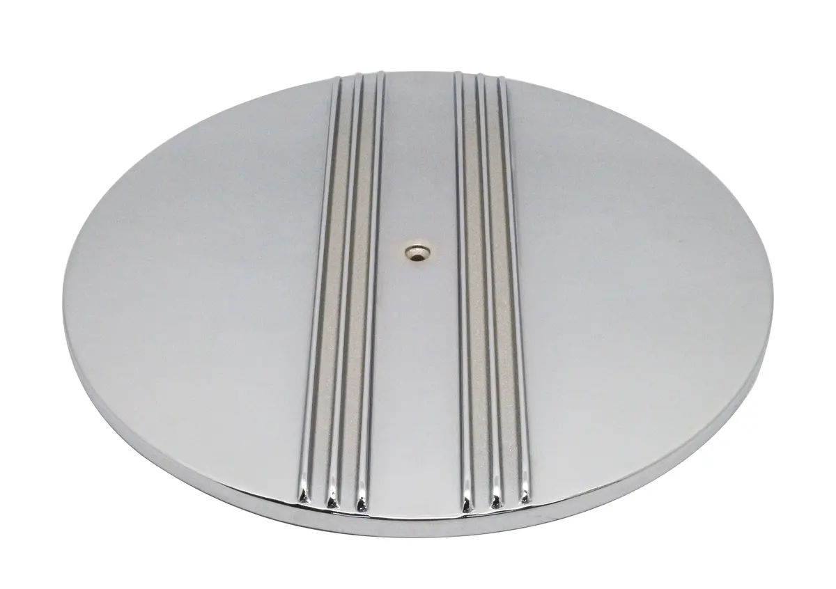 Chevy-Ford-Mopar 14" Round  Aluminum Air Cleaner Top - Partial Finned - Chrome 1