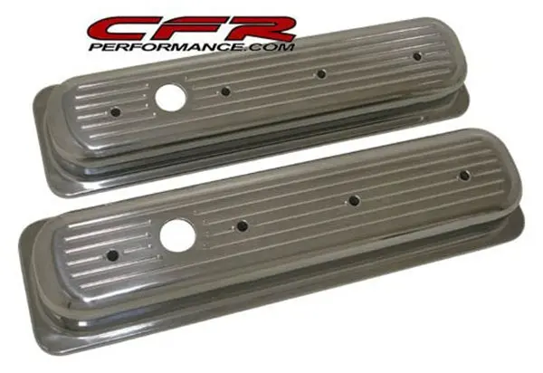 Aluminum 1987–97 Chevy Short Valve Covers Center Bolt – Ball Milled – Polished 1