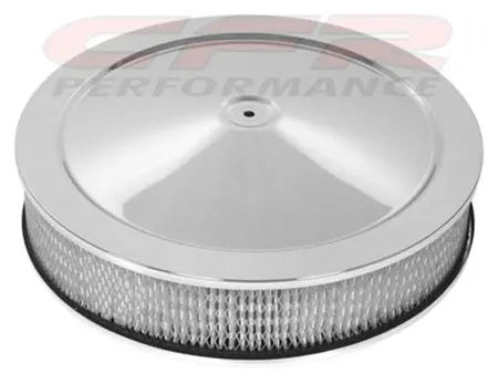 Chevy-Ford-Mopar 14" Chrome Steel Air Cleaner Set - Hi-Lip Base 1
