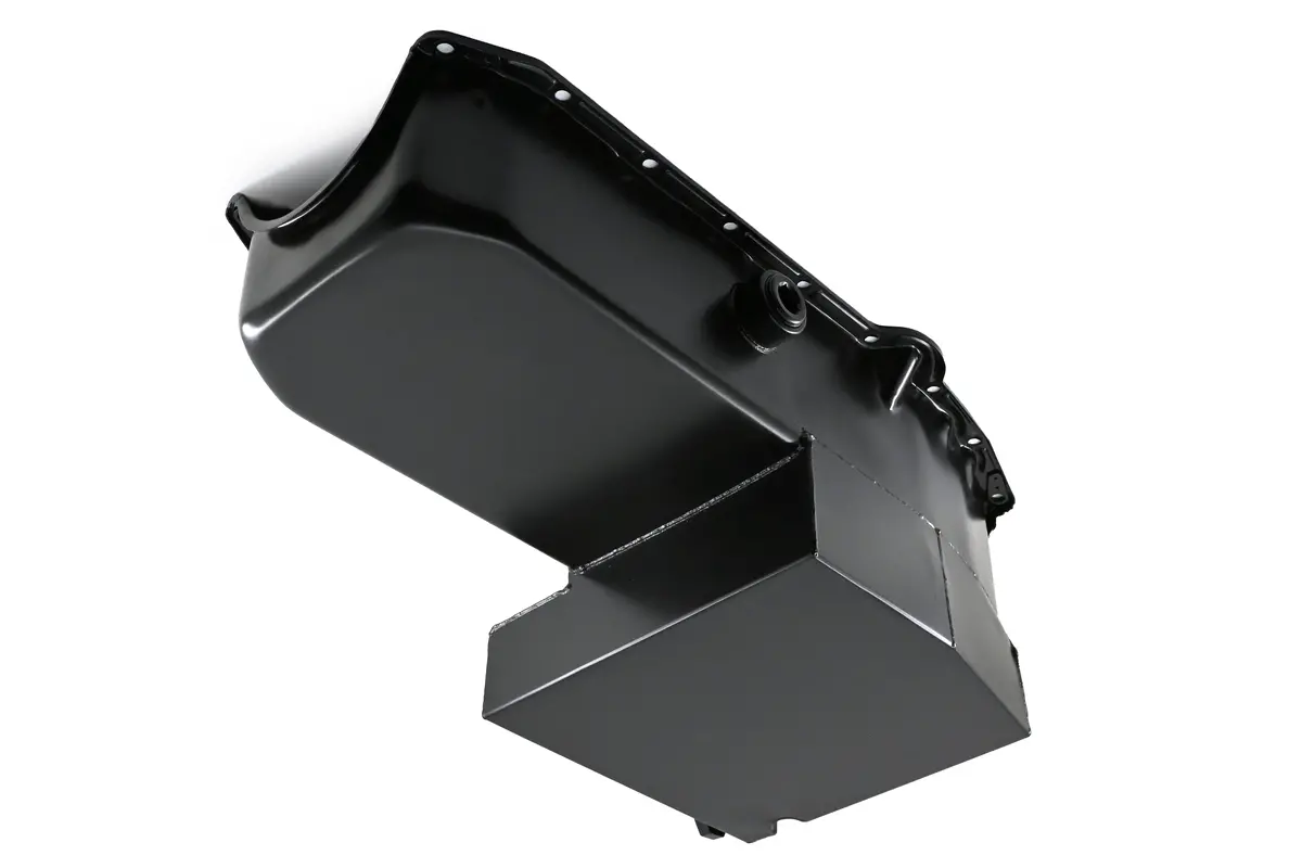 Steel Oil Pan – Fits 1958–1979 Chevy Sb 283–400 – Imca Circle Track Racing W/ Inspection Plug – Black 1