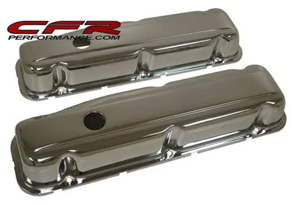 1968-81 Buick Small Block 350 Short Steel Valve Covers - Chrome 1