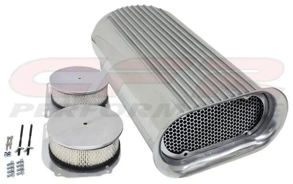 Single Or Dual 4-Barrel Hilborn-Style Finned Polished Aluminum Scoop With Interchangeable Base Plates 1