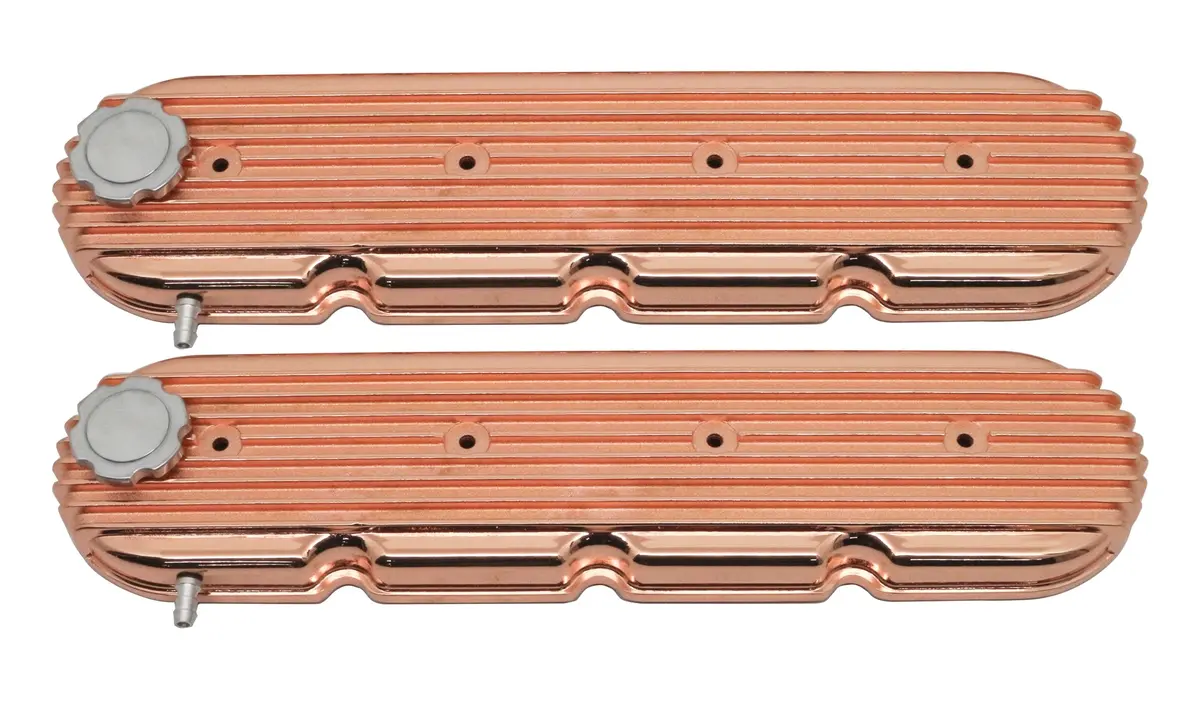 Aluminum Chevy Gm Ls Engines Retro Finned Valve Covers - Copper 1