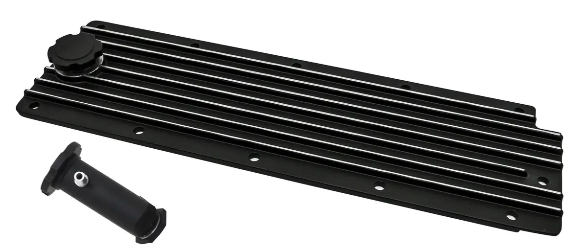 Aluminum Ls2, Ls3 Ls7 & Lsx Series Engine Valley Plate Oil Filler Hole  - Black 1