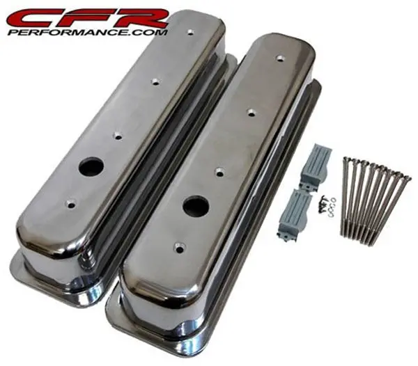 1987-97 Chevy 5.0L & 5.7L Tall Polished Aluminum Center Bolt Valve Covers - Smooth 1
