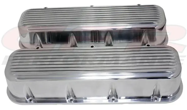1965-95 Chevy Big Block 396-427-454-502 Tall Polished Aluminum Valve Covers - Finned, Holeless 1