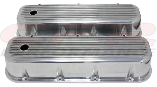 1965-95 Chevy Big Block 396-427-454-502 Tall Polished Aluminum Valve Covers - Finned 1