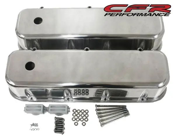 1965-95 Chevy Big Block 396-427-454-502 Tall Polished Aluminum Valve Covers - Smooth 1