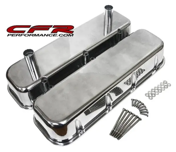 1965-95 Chevy Big Block 396-427-454-502 Tall Polished Aluminum Racing Valve Covers - Smooth 1