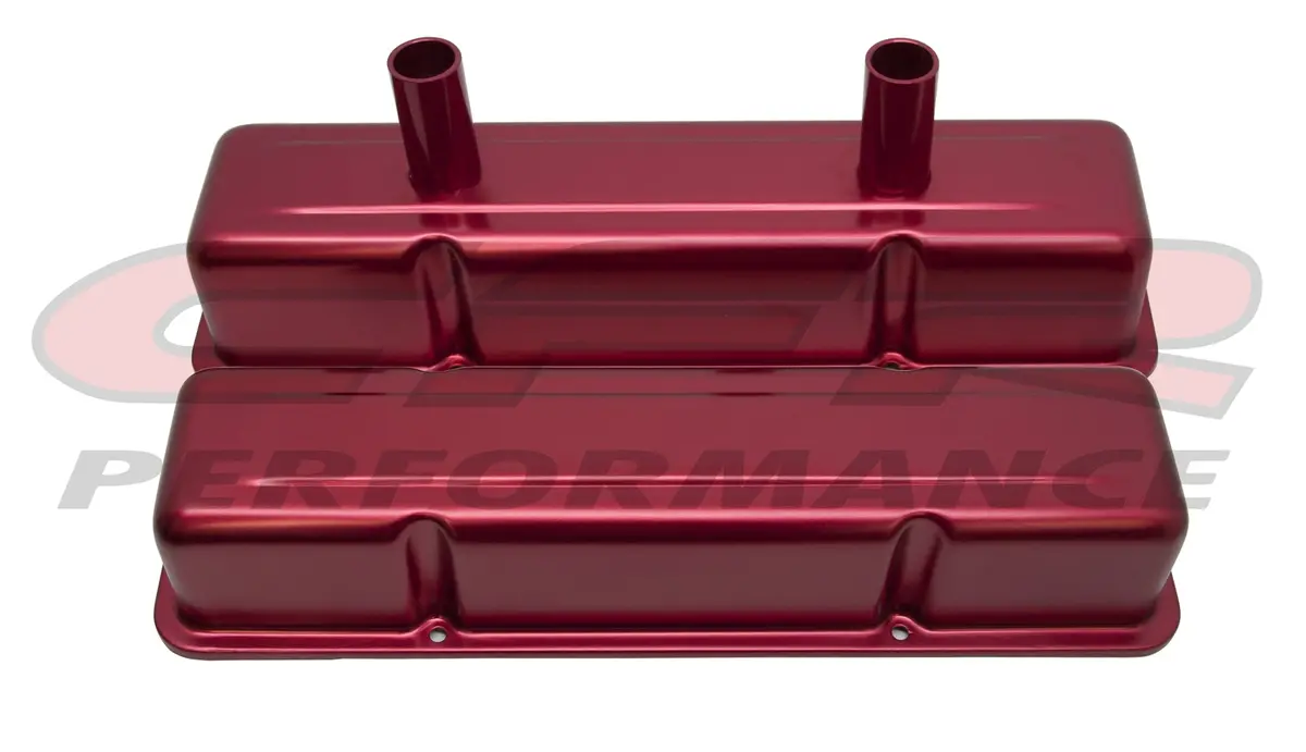 Aluminum Stamped Tall Valve Covers Chevy Sb Circle Track 283-400 -  Anodized Red 1