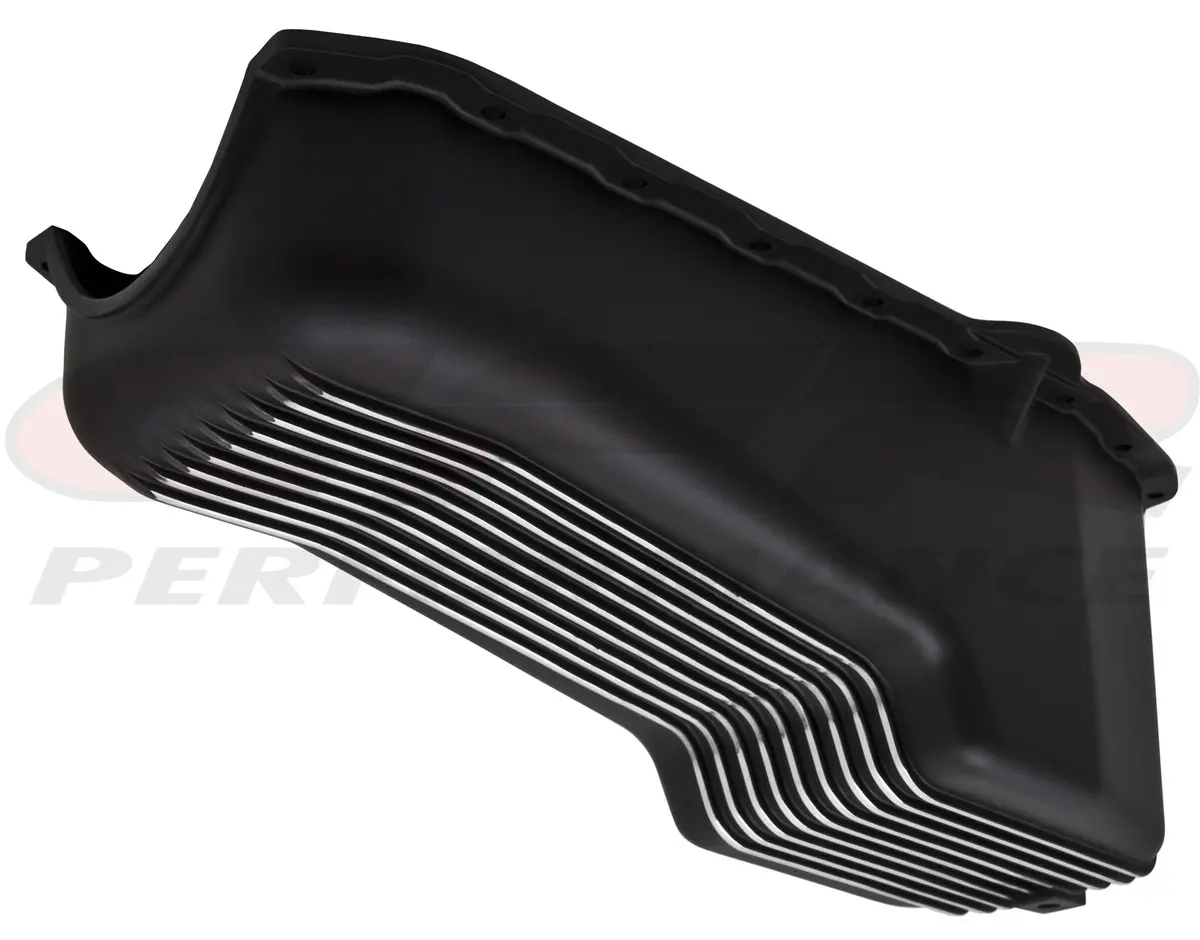 Cfr Performance Aluminum 1958–79 Chevy Sb 262–400 Stock Capacity Oil Pan – Retro Polished Finned – Black 1