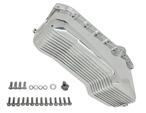 Cfr Performance Aluminum 1958–79 Chevy Sb 262–400 Stock Capacity Oil Pan – Retro Finned – Polished 1