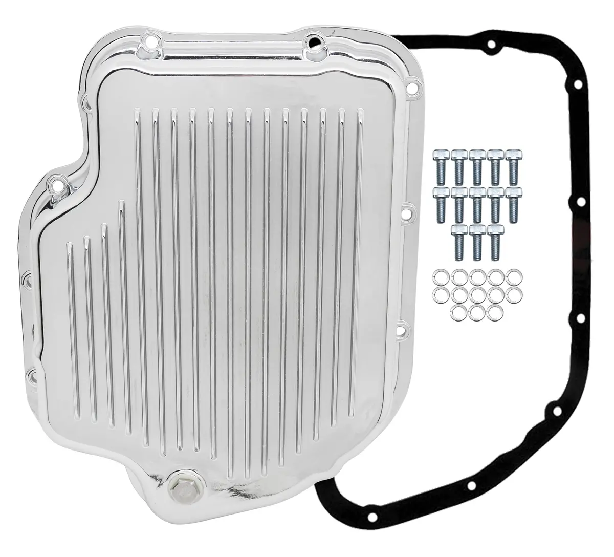 Chevy-Gm Turbo Th-400 Aluminum Transmission Pan Kit Deep Finned - Chrome 1