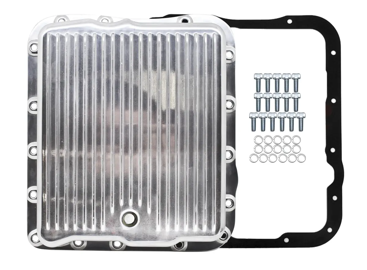 Chevy-Gm 700R4-4L60e-4L65e Aluminum Transmission Pan Kit Finned - Polished 1