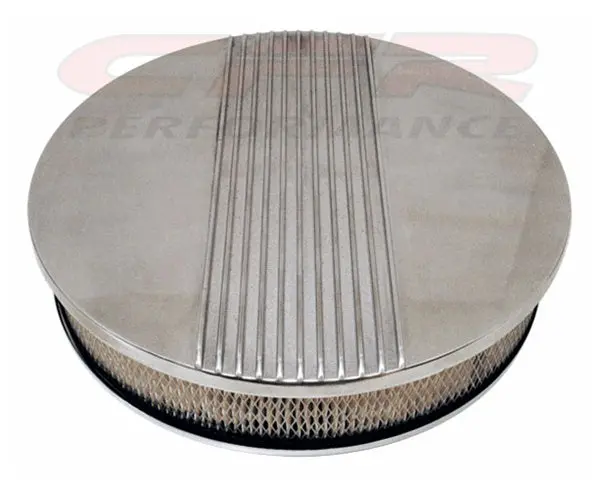 Chevy-Ford-Mopar 14" Round Polished Aluminum Air Cleaner - Retro Finned 1
