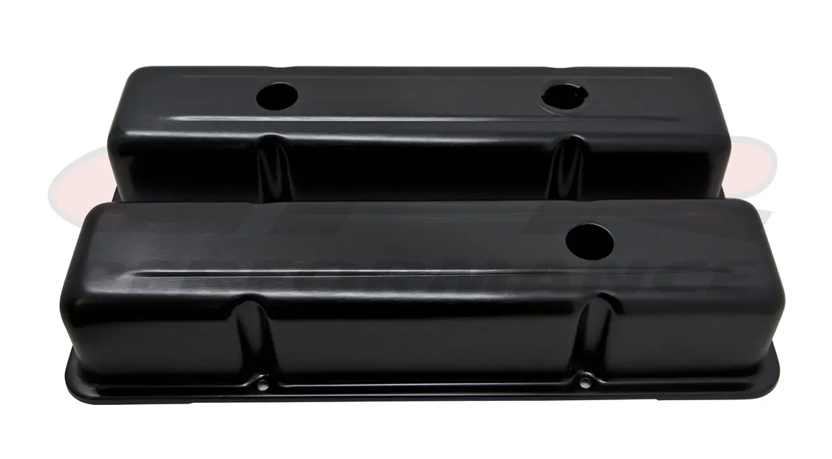 Aluminum Stamped Oe Style Tall Valve Covers Chevy Sb 283-400 - Anodized Black 1