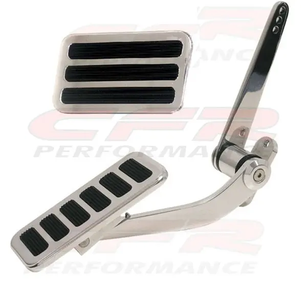 Polished Aluminum Street Rod Throttle Gas Pedal & Brake Pad - Chevy Ford Mopar 1