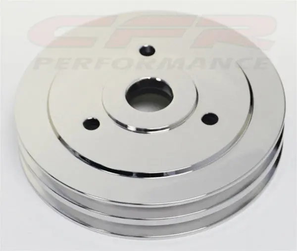 Chevy Big Block Chrome Aluminum Crank Pulley - 2 Groove (Short) 1