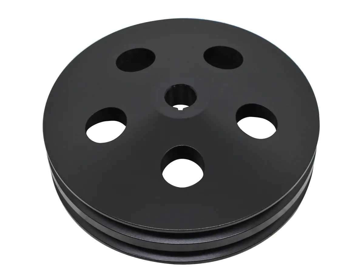 Aluminum Chevy-Gm Key-Way Power Steering Pump Pulley 2 Groove - Black 1