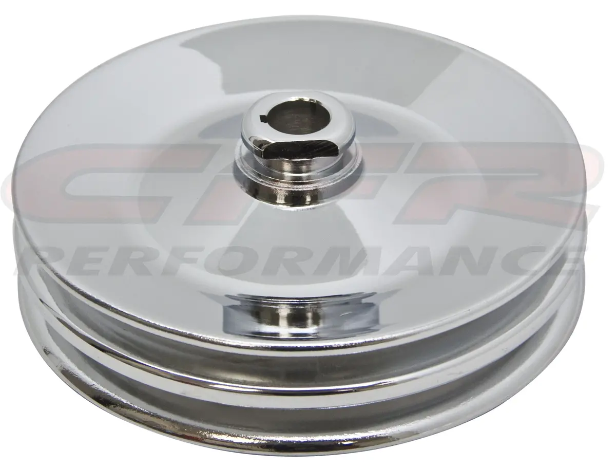 Steel Chevy Gm Key Way Power Steering Pump Pulley 2 Groove - Chrome 1