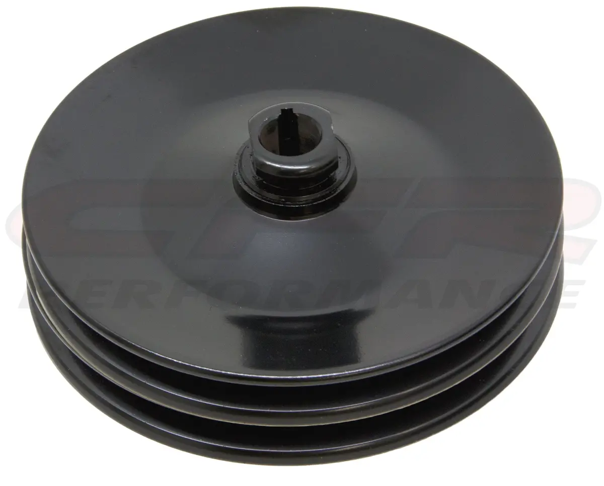 Steel Chevy Gm Key Way Power Steering Pump Pulley 2 Groove - Black 1