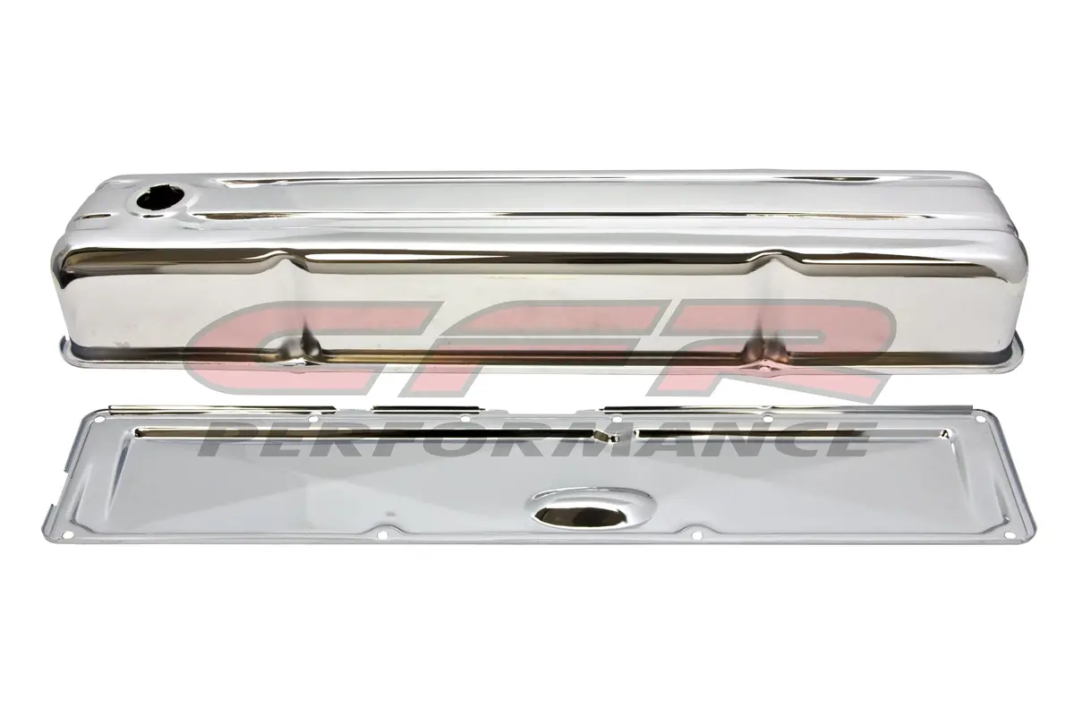 1952-62 Chevy 235 Straight-Inline 6 Cylinder Steel Valve Cover W- Side Plate - Chrome 1