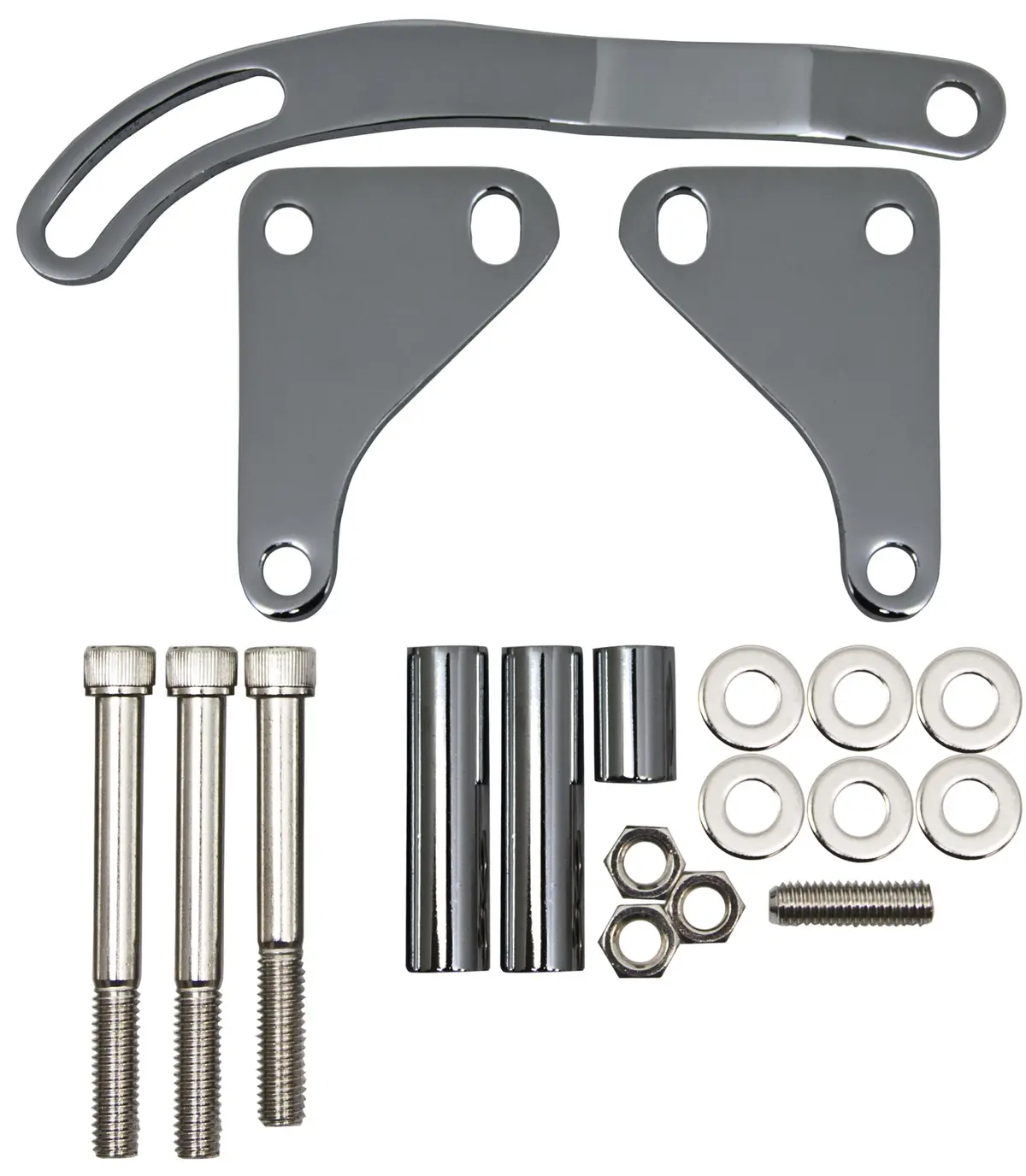 Chevy Small Block Steel Power Steering Bracket Set - Black Chrome 1