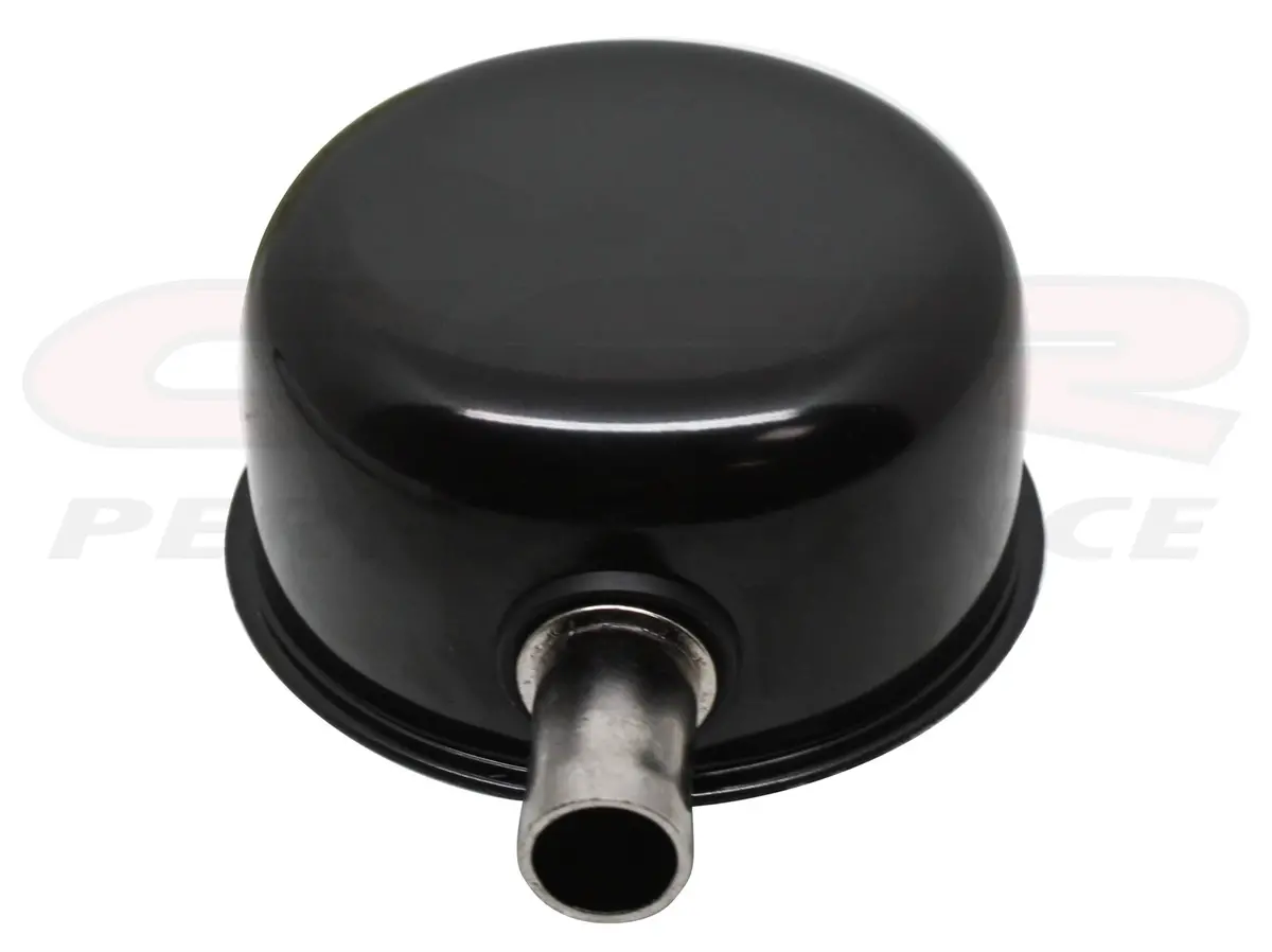 Chevy/Ford/Mopar Black Steel Breather W/ Pcv Tube - Black 1